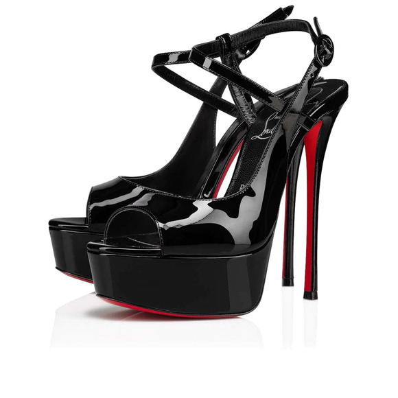 Christian Louboutin So Jenlove Alta 150 Black Platform Sandal Heel Pump 37 - Picture 1 of 12